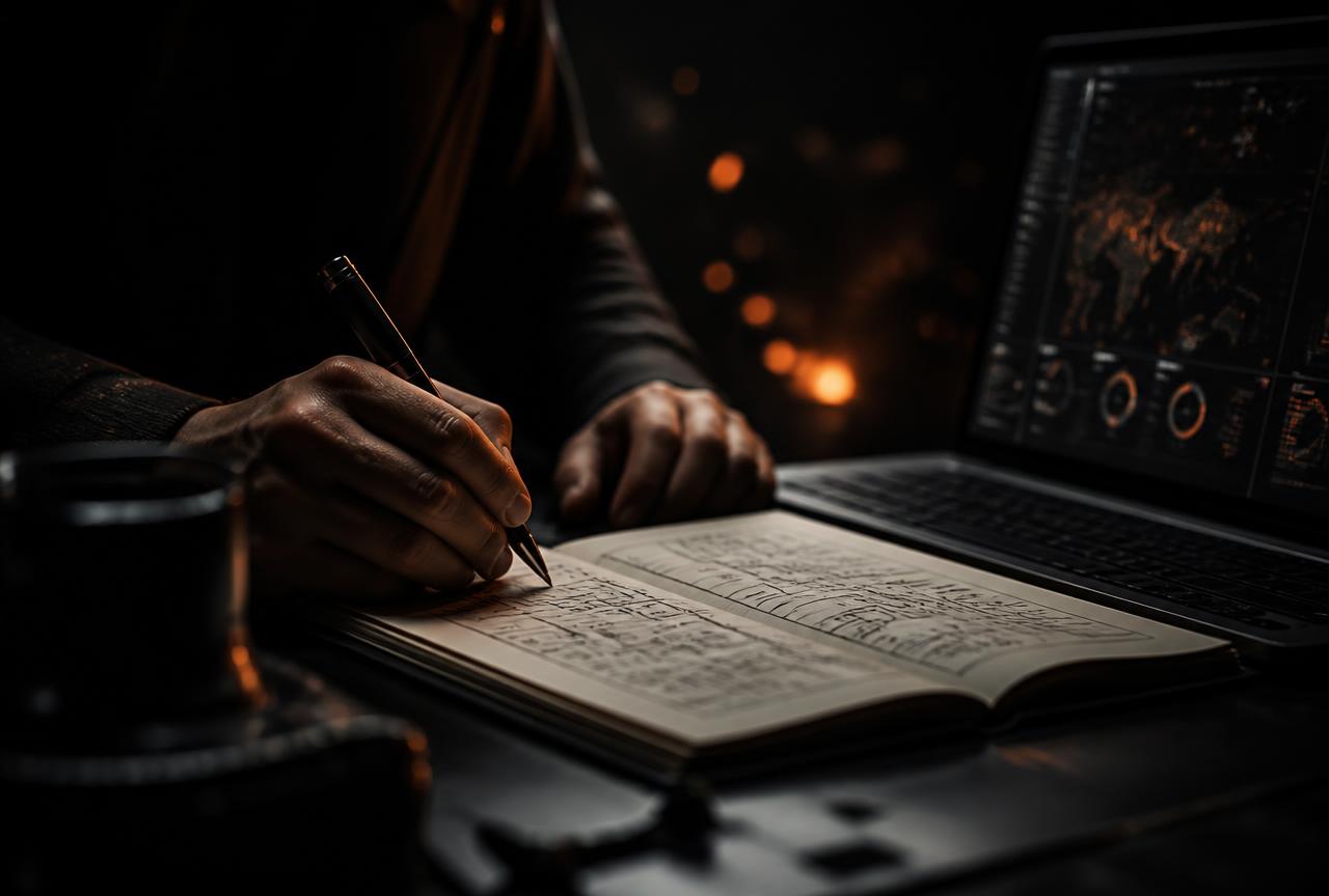 Writing the plan beside a performance dashboard